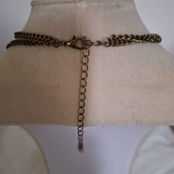 A Women's Choker Collar Necklace Egyptian Tassel Rhinestone Steampunk Gold Tone - Picture 9 of 11